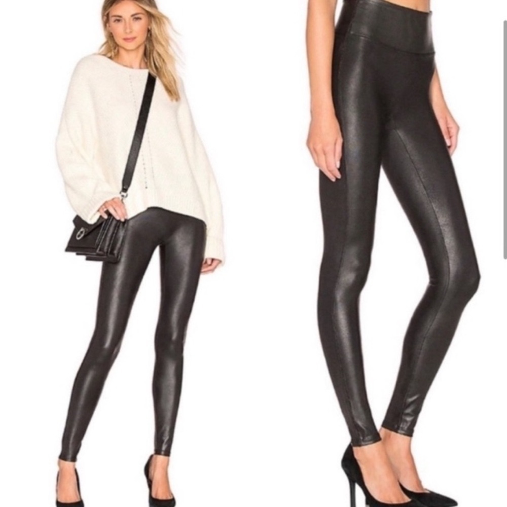 SPANX Faux Leather Leggings Size XS Black